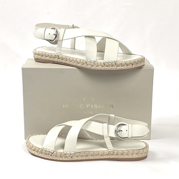 Marc Fisher LTD Tallia Leather Platform Espadrille Criss-Cross Strap Sandal 9.5 - Picture 7 of 8